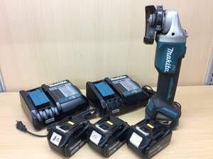 #1083 makita マキタ GA412D 100mm 充電式ディスクグラインダ 18V/急速充電器 DC18RF/リチウムイオン電池 3.0Ah 6.0Ah ケース無し 稼働品