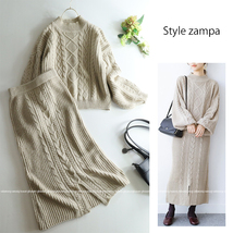 style zampa by haco スタイルザンパ ★大人可愛い♪編み込みハイネックニットトップス＆ニットスカートセットアップ_画像1