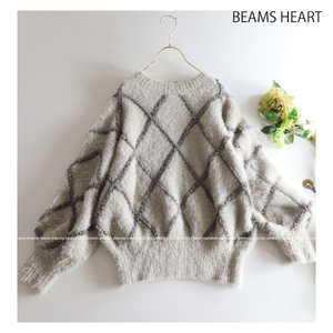 ビームスハート BEAMS HEART ★大人可愛い♪ふんわり起毛格子柄ニットプルオーバートップス