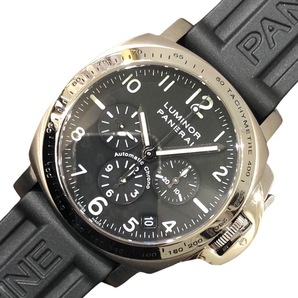 パネライ PANERAI ルミノール クロノ エル・プリメロ PAM00074 ブラック チタン×SS 腕時計 メンズ 中古の画像1