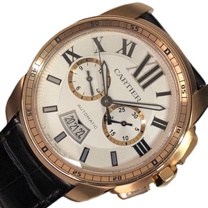  Cartier Cartier Carib rudu Cartier chronograph W71 00044 K14 pink gold wristwatch men's used 