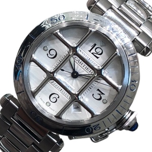 カルティエ Cartier パシャグリッド　38ｍｍ W31040H3 ホワイト SS 腕時計 メンズ 中古