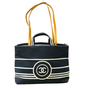 シャネル CHANEL 2WAYショッピングトートバッグ A92240 ネイビー/SV金具 デニム トートバッグ レディース 中古