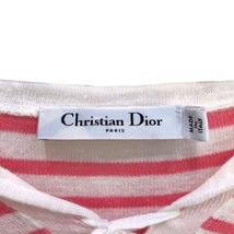 クリスチャン・ディオール Christian Dior リネンボーダーニットカットソー 214S27AM720 ホワイト/ピンク リネン ニット レディース 中古_画像3