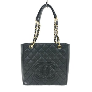 シャネル CHANEL PSTチェーントート A50994 11番台 ブラック ゴールド金具 キャビアスキン トートバッグ レディース 中古