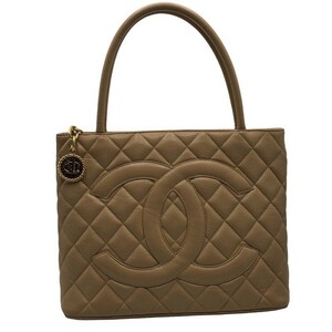 シャネル CHANEL 復刻トート A01804 ベージュ×GD金具 キャビア ハンドバッグ レディース 中古