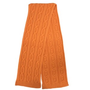 エルメス HERMES ニット マフラー トリ マイヨン オレンジ カシミヤ マフラー レディース 中古