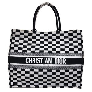 クリスチャン・ディオール Christian Dior ブックトート ラージ M12862RIQ ブラック・ホワイト キャンバス トートバッグ レディース 中古