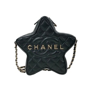 シャネル CHANEL 星型 チェーンショルダーバック AS4579 ブラック ゴールド金具 ラムスキン ショルダーバッグ レディース 中古