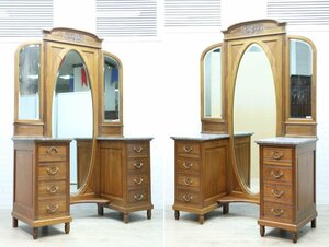 [G0266]* region limited sale goods * antique * France made *a-ru deco form dresser * chest * looking glass * three surface mirror *