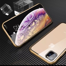 iPhone14 iPhone 13 スマホケース アルミバンパー アルミ メタルフレーム 強化ガラス　液晶フィルム　クリアケース　ゴールド　1_画像2