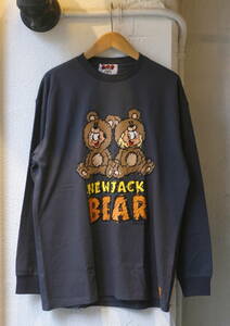 a.t.c× new jack,ニュージャック,ロンTee,BEAR, L,チャコール