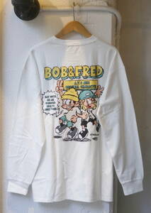 a.t.c× new jack,ニュージャック,ロンTee,BOB&FRED,バックプリント, L,ホワイト,白