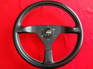 old momo steering wheel Veloce 34.5Φ black leather 1992 モモ ベローチェ 綺麗な美品 希少白ステッチ 付属品有り