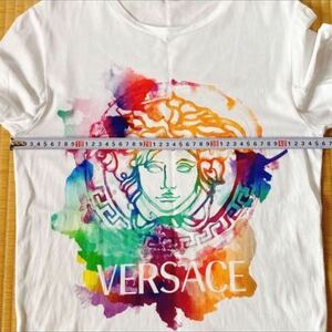  Versace colorful mete.-sa Logo T-shirt size 36 tent gram tag have regular goods 