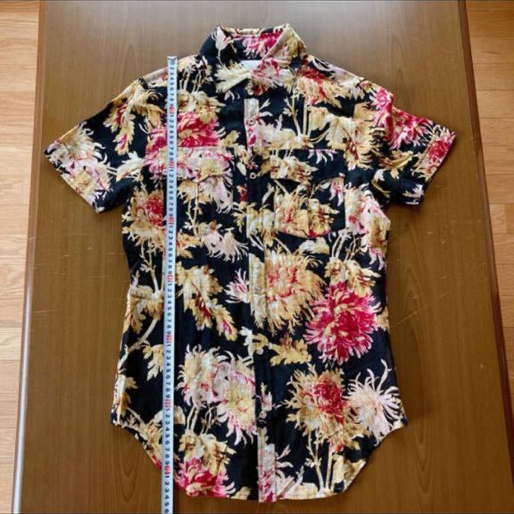 ドレスキャンプ スワロフスキー ボタン リゾート アロハ柄 ヘンプシャツ 46 DRESS CAMP Swarovski ALOHA 大麻 hemp resort 花柄 Flower Y2K