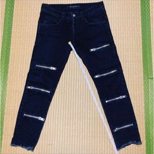 NO ID. большое количество Zip укороченные брюки черный обтягивающие джинсы брюки размер 2