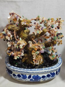 天然石　盆栽鉢　中国美術　玉石　縁起物　インテリア　オブジェ