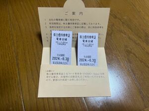 ○東武鉄道株主優待乗車証２枚　2024.6.30迄　送料無料○
