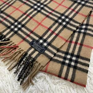 【極美品】BURBERRY バーバリー マフラー ストール ノバチェック フリンジ カシミヤ100% ベージュ メンズ レディース 男女兼用