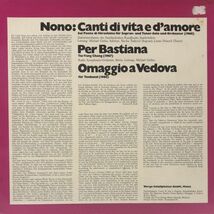 Luigi Nono - Canti Di Vita E D'Amore Per Bastiana Omaggio A Vedova 現代音楽 電子音楽_画像2