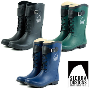 ▲SIERRA DESIGNS シエラデザインズ レースアップレインブーツ 長靴 ゴム長 SD2005 グリーン Green 緑 L (0910010351-gr-L)