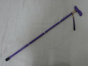 ( こ-C-104 )パープル　紫　杖　ステッキ　折りたたみ可能　約８５ｃｍ　中古