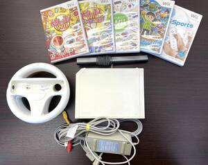 #1201【１円スタート】NINTENDO　任天堂　Wii　本体　ソフト5本　周辺機器セット　通電確認　動作未確認　現状品