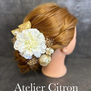 髪飾り 結婚式 成人式 卒業式 和柄リボン ダリア パール ヘアアクセサリー かんざし 和装小物