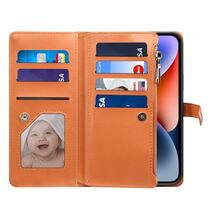 iPhone 15 レザーケース アイフォン15 ショルダーケース iPhone15 カバー 手帳型 お財布付き カード収納 斜め掛け 肩掛け ストラップ2本_画像5