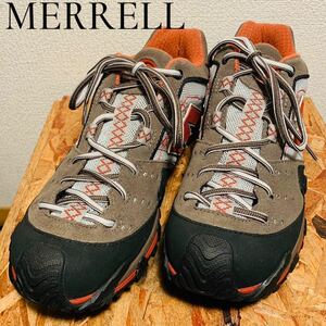 (420)MERRELL メレル【US7.5(26cm相当)】ブラウン×オレンジ マウンテン トレッキングシューズ カジュアル