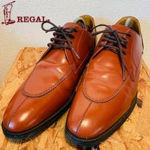 (424)REGAL リーガル Worth collecion【25.5cm】茶 外羽根 Uチップ ビジネスシューズ 革靴 紳士靴_画像1