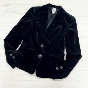 1302◎ MK MICHEL KLEIN ミッシェルクラン トップス テーラード ジャケット 長袖 シングル ベロア 生地 ブラック レディース36