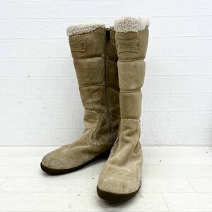 1301◎ Timberland ティンバーランド 靴 シューズ ロング ブーツ サイドジップ ボア カジュアル ベージュ レディース8W