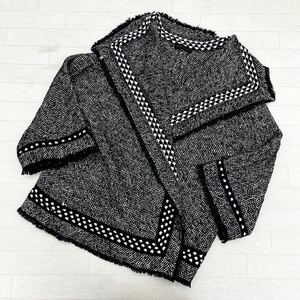 1311* MOGA Moga tops knitted cardigan long sleeve casual black white lady's 2