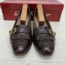 1298◎ イタリア製 Salvatore Ferragamo サルヴァトーレ フェラガモ 靴 パンプス ローファー タッセル ブラウン レディース6_画像4