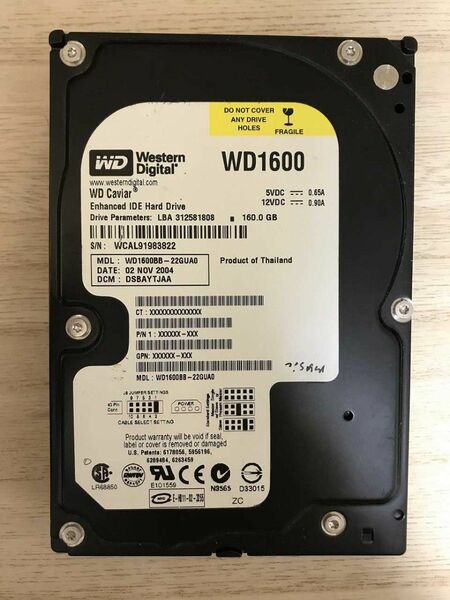 使用14906h◆160GB/IDE/7200rpm◆WD1600BB