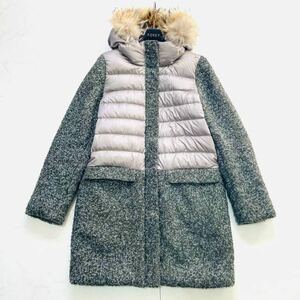 【美品】マックスマーラ iblues 2way切替ダウンコート ファー取り外し可能◎ 42/L~XL HERNOヘルノ風 MaxMara ジャケット グレーシルバー