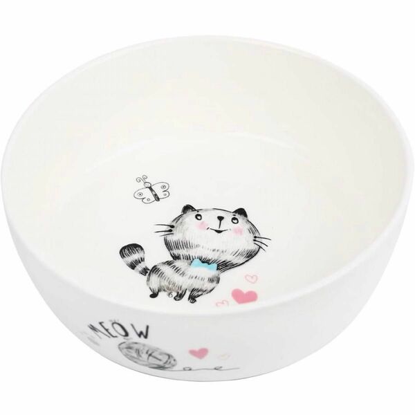 即購入OK◎ ペットボウル 猫 食器 フードボウル 陶器 お皿 キャット ハート cat 可愛い