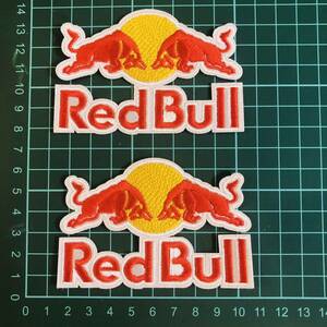 【刺繍アイロンワッペン 】RED BULL レッドブル ロゴ ワッペン　レア　2枚セット