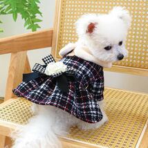ペット　Sサイズ　セレブスタイル　ドレス　犬服　スカート　犬　冬　可愛い　暖かい　CHANEL風前開き　小型犬用_画像7