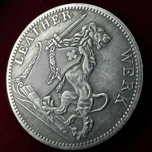 1円スタート　古銭　スイス　硬貨　シュヴィーツ州　1867年　5フランケン　州の花輪を守るライオン　国章　連邦射撃祭　コイン　