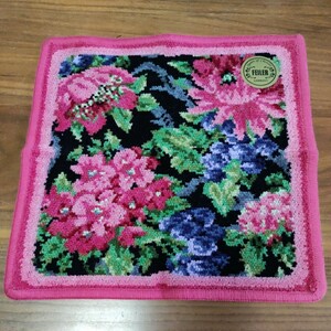 大人気 新品 未使用 フェイラー タオルハンカチ サイズ約25cm×25cm 花柄 ワインカラー系 シェニール織 コットン100%