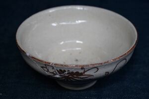江戸後期 絵瀬戸の茶碗 古い直し 金継ぎ 焼継ぎ ガラス継ぎ Kintsugi モダンな骨董品