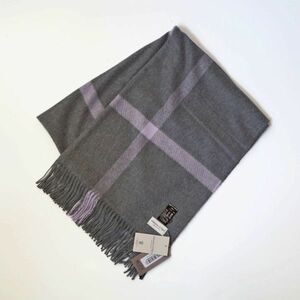 【新品未使用 国内正規品】2023-2024 Johnstons ジョンストンズ カシミヤ 大判 ストール 《 Charcoal＆Lilac 》 カシミア 100％ 240124-42