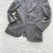 美品 ハリスツイード ジェイプレス L位 テーラードジャケット ヘリンボーン ウール グレー系 メンズ ブレザー Harris Tweed J.PRESS_画像4