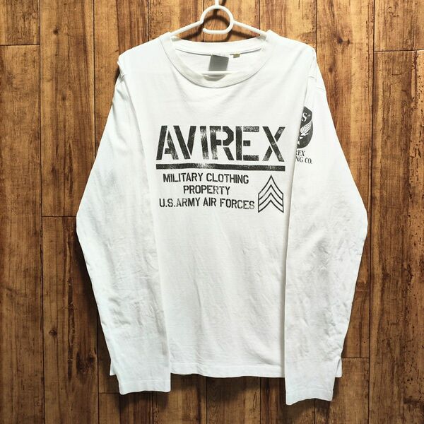 AVIREX アヴィレックス 長袖Tシャツ ロンT 白 ロゴ