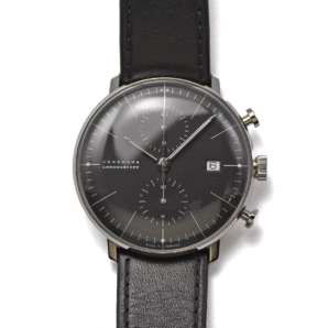 ユンハンス JUNGHANS マックスビル クロノスコープ クロノグラフ オートマティック 027/4601.04 自動巻 SS/レザー メンズ 腕時計 中古の画像1