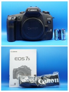 キヤノン フィルム一眼レフカメラ EOS 7s(Canon EOS 7s) 電池CR123A 2個,使用説明書,ストラップ,ボディキャップ付属 動作確認済品