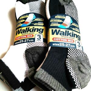  men's sport socks 3 pair ×2 set ventilation * pair bottom support impact absorption . mesh all 6 pair 